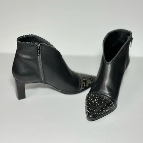 Javiera Booties Boots 2201 Studs Leather Ankle Boots Pointy Toe Heel Zip Spain - Picture 14 of 16